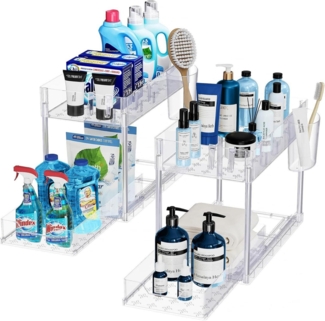 2er Set Puricon Unter Waschbecken Regal Organizer 2 Etagen Küchenregal -Clear