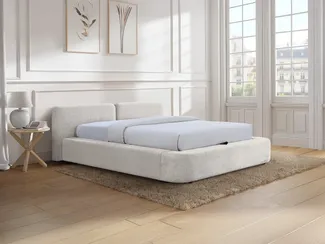 Vente-unique - JUDALO Bett Stoff Beige - B 231 cm x H 90,5 cm x L 241 cm