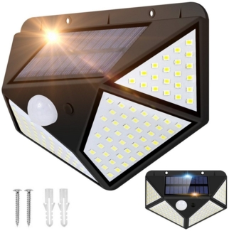 Rosnek LED Außen-Wandleuchte Solar, 128 LEDs, Bewegungssensor, wasserdicht, für Garten Terrasse, LEDs, Hof Garage Deko