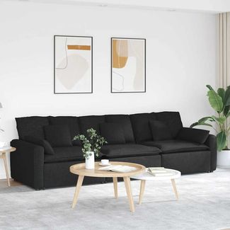 vidaXL Modulares Sofa mit Kissen Schwarz 3321089