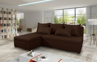 Ecksofa Pono mit Schlaffunktion und Bettkasten - L-Form Couch, Couchgarnitur, Eckcouch, Sofa, Bettsofa, L-Form Couch, Schlafsofa (Braun (Sawana 26))