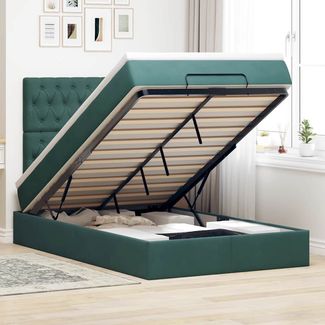 vidaXL Ottoman-Bett mit Matratzen Dunkelgrün 120x190 cm Samt 3313532