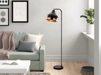 Vente-unique - Stehleuchte verstellbar - Metall - H. 120 cm - Schwarz & Kupferfarben - YILDO