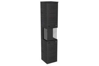 Lanzet Hochschrank Vitrine 30 cm, rechts, Schwarz