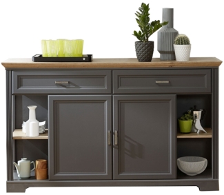 Sideboard Jena / Jasmin , Holzwerkstoff , Grau, Schwarz , 171 x 102 x 48 cm