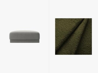 Micadoni Hocker Miley 1-Sitzer Boucle Dunkel-Olivgrün Kunststoff schwarz