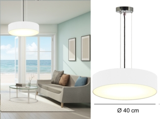 Hängelampe CEILING DREAM, Stoff Weiß / Abdeckung satiniert, Ø 40cm