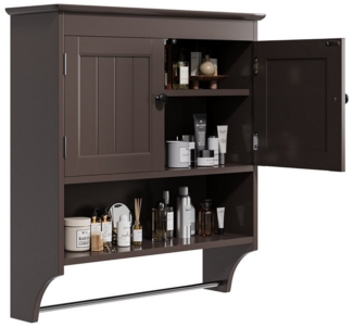 Bealife Badregal Badezimmer-Wandschrank mit Handtuchstange, Wandmontage
