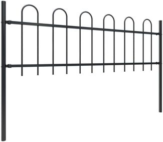 vidaXL Gartenzaun mit Bögen Stahl 1426 x 60 cm Schwarz 277645