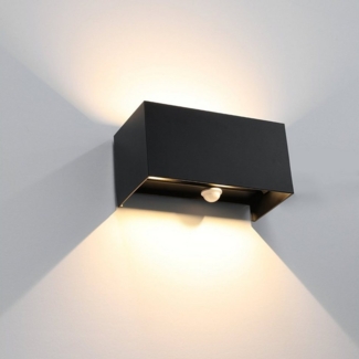 LETGOSPT Wandleuchte LED Wandlampe Innen/Außen Aluminium Wandleuchte Auf & ab Einstellbarer, LED fest integriert, warmweiß, 12W Quader LED Außenwandleuchte,IP65 Wasserdichte,für Hallen, Hotel