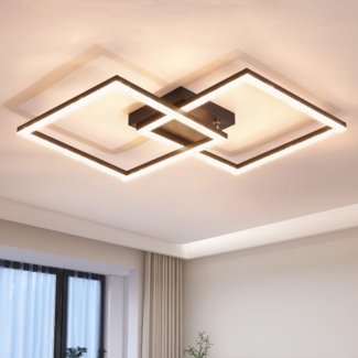 ZMH LED Deckenleuchte Wohnzimmer Schwarz 3000K Warmweiß Moderne Kristall Schlafzimmerlampe 24W für Küche Schlafzimmer Flur