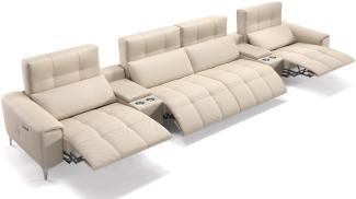 Sofanella Kinosofa SALENTO 4-Sitzer Ledercouch Hometheater in Creme M: 418 Breite x 100 Tiefe