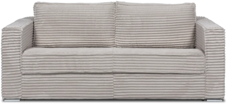 Vente-unique - Schlafsofa mit Matratze 4-Sitzer - grob gerippter Cord - Hellgrau - Liegefläche mit Lattenrost mit breiten Latten 160 cm - Matratze 22 cm mit Memory Schaum - LORETO