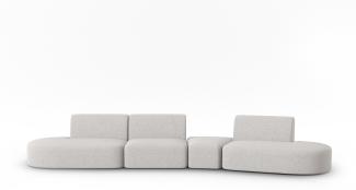 Micadoni Modulares Sofa Shane 6-Sitzer Rechts Chenille Silber Melange