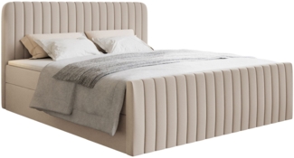 Selsey 'Saliano' Boxspringbett mit Bettkasten, Topper und Chenille-Bezug, Beige, 200x200 cm