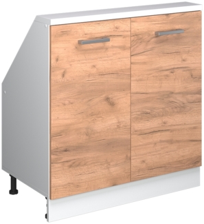 Küchenschrank für Dachschrägen R-Line Goldkraft Eiche 80 cm mit 2 Türen Vicco