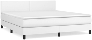 vidaXL Boxspringbett mit Matratze Weiß 180x200 cm Kunstleder 3141018