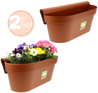 GarPet Balkonkasten 2x Geländerkasten Balkon mit Wasserspeicher Blumen Topf Kasten