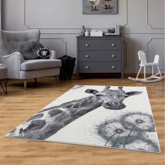 Carpet City Kinderteppich Savanna 9370, rechteckig, Höhe: 11 mm, Spielteppich, Teppich, Giraffe, Creme/ Grau, Kurzflor