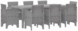 vidaXL Garten Essgruppe 9 pcs Hellgrau Polt Rattan 3378589