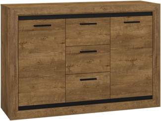Sideboard "Baltica" Kommode 138cm Lefkas Eiche schwarz MDF