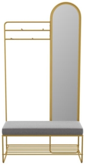 Vente-unique - Garderobe mit Bank, Spiegel & 1 Ablage - Metall - Goldfarben - AZELIA