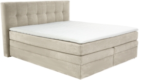 BOXSPRINGBETT 180x200 cm, 7-Zonen-Tonnentaschen-Federkernmatratzen H3, Topper, Bonell-Federkern, 2 Bettkästen, Cord Beige Grau