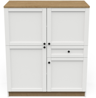 Calicosy Hochschrank 4 Türen und 1 Schublade B120,2 cm – COTTAGE - Weiß