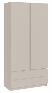 Selsey 'Bemmi' Kleiderschrank mit 2 Türen, Kleiderstange und 2 Schubladen, Kaschmirgrau, 100 cm