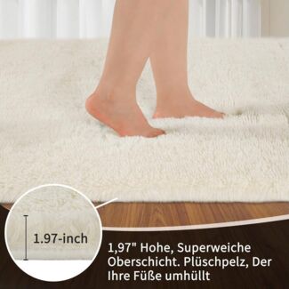 LuxusKollektion Hochflor-Teppich Teppich Hochflor Waschbar Antirutsch Creme 240 x 340 cm (Rechteckig)