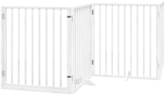 vidaXL Hundegitter mit Tür Faltbar 4 Paneele Weiß 320 cm Pappelholz 352187