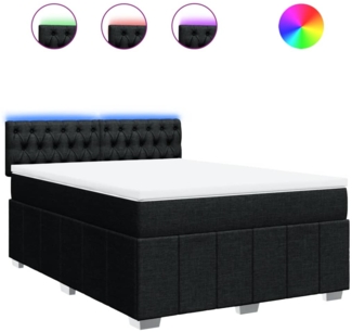 vidaXL Boxspringbett mit Matratze Schwarz 140x190 cm Stoff 3289372