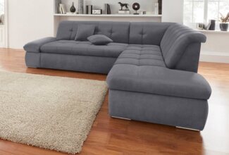 DOMO collection Ecksofa NMoric incl. Zierkissen B/T/H: 273/216/80 cm L-Form, Ottomanen-Abschluss, wahlweise mit Bettfunktion und Armlehnverstellung