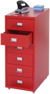 Rollcontainer Boston T851, Schubladenschrank Stahlschrank, 69x28x41cm 6 Schubladen ~ rot