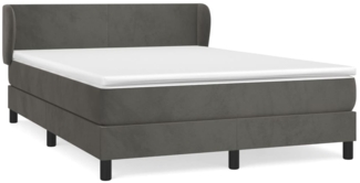 vidaXL Boxspringbett mit Matratze Dunkelgrau 140x190 cm Samt 3127368
