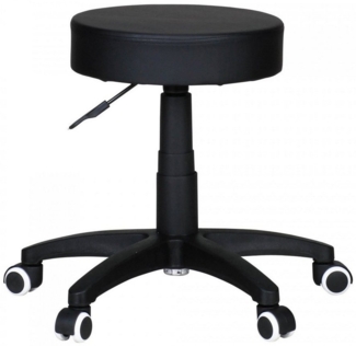 FINEBUY Arbeitshocker SuVa2753_1 (Sitzhocker mit Rollen, Kunstleder Schwarz 100 kg), Höhenverstellbar, Praxishocker Rund Gepolstert