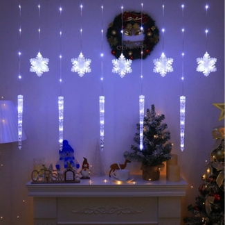 VIVIHEYDAY LED-Lichterkette Lichtervorhang Weihnachtsbeleuchtung mit Fernbedienung, 85 LEDs 8 Modi Lichterkette Weihnachten Fenster USB Betrieben