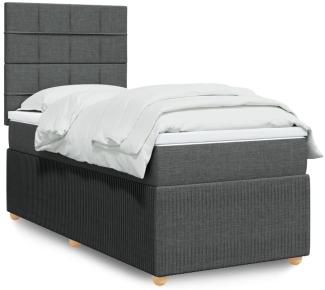 vidaXL Boxspringbett mit Matratze Dunkelgrau 100x200 cm Stoff 3294268