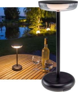 LED Akku-Tischleuchte "Foco Luz" 2900K, IP44, dimmbar, 26cm, matt schwarz