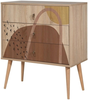 Dmora Kommode Apricale, Mehrzweckkommode, Schlafzimmerkommode, Schrank mit Schubladen, 80x40h89 cm, Bunt