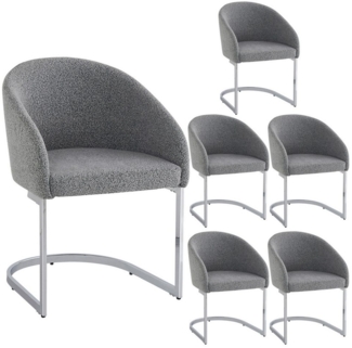 HAUSS SPOLE Esszimmerstuhl 6er Ergonomischer Freischwinger mit Metallbeinen für wohnzimmer Grau (Polsterstuhl, Wohnzimmerstuhl, Küchenstuhl, 6 St), Ergonomischer Stuhl für Wohnzimmer, Esszimmer