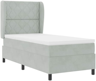 vidaXL Boxspringbett mit Matratze Hellgrau 90 x 200 cm Samt 3340964