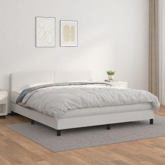 vidaXL Boxspringbett mit Matratze Weiß 160x200 cm Kunstleder 3141012