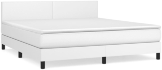 vidaXL Boxspringbett mit Matratze Weiß 160x200 cm Kunstleder 3141012