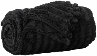 Überwurfdecke, Wohndecke Schwarz 240x220 cm Fleece