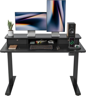 FEZIBO Elektrischer Höhenverstellbarer Stehtisch Doppelschublade 120x60 cm