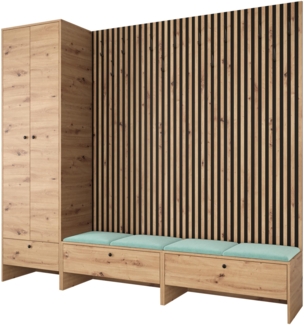 Garderoben-Set Melire VI, Kleiderschrank, Unterschrank, Griffe aus Metall (Farbe: Artisan Eiche, Manila 11)