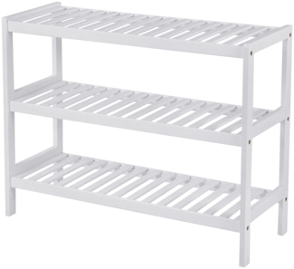 Schuhregal aus Bambus Schuhständer Ablageregal Schuhschrank mit 3 Ebenen Schuhablage für 12 Paar Schuhe Standregal Weiß 55 x 70 x 25 cm LBS13W