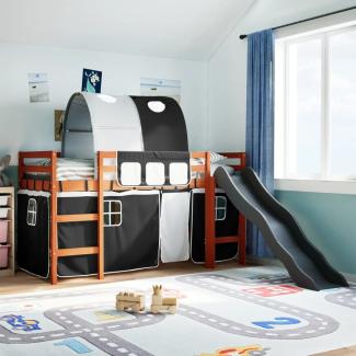 vidaXL Kinderhochbett mit Tunnel Weiß & Schwarz 90x190 cm Kiefernholz 3309116