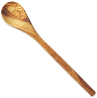 Olivenholz-erleben Servierlöffel rund aus Olivenholz – Länge ca. 30 cm, robust & stilvoll, Runder Kochlöffel – perfekt zum Rühren und sanften Arbeiten in Töpfen